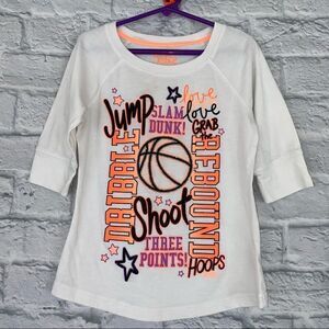 Justice graphic print 3/4 sleeve top with basketball print girls size 7